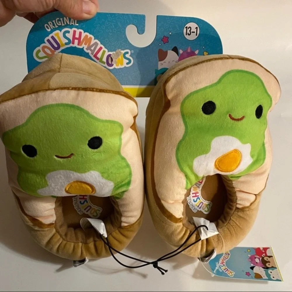 Squish‎ mallows Slippers Girls Size 13-1 Plush Avocado Toast Slip On Shoes